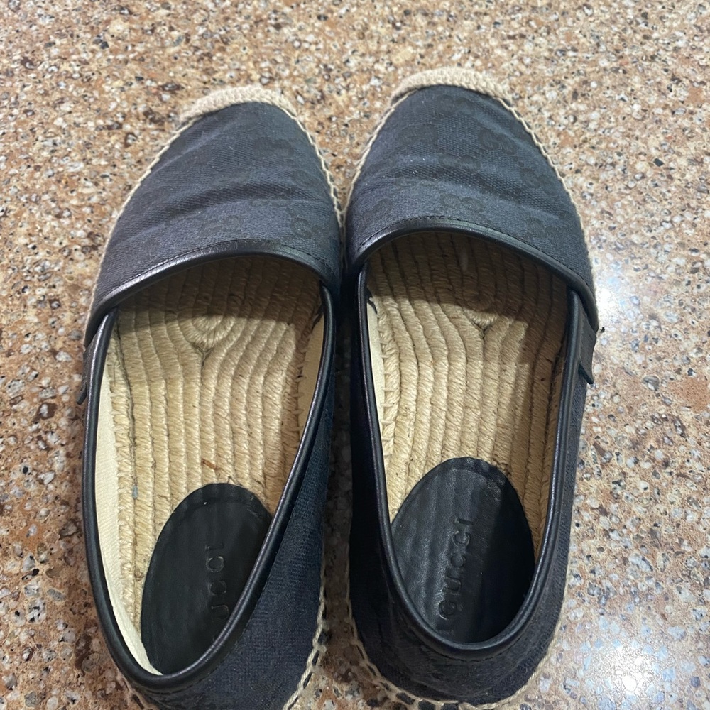 Authentic Gucci Canvas Espadrille Flats Size 35 - Picture 3 of 12